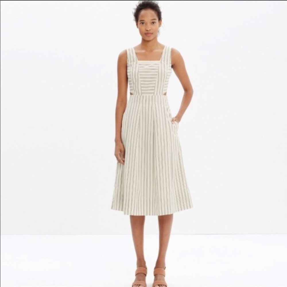 Madewell striped dress with side cut outs